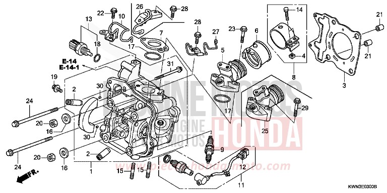 CYLINDER HEAD for PCX 125 PEARL SIENA RED (R320) from 2013